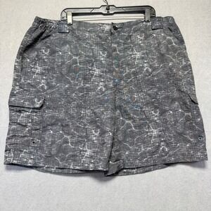 Reel Legends Mens Cargo Shorts 2XL‎ Gray Water Ripple Print Performance Outdoor